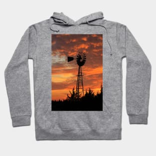 Blazing Sunset with a Windmill silhouette Hoodie